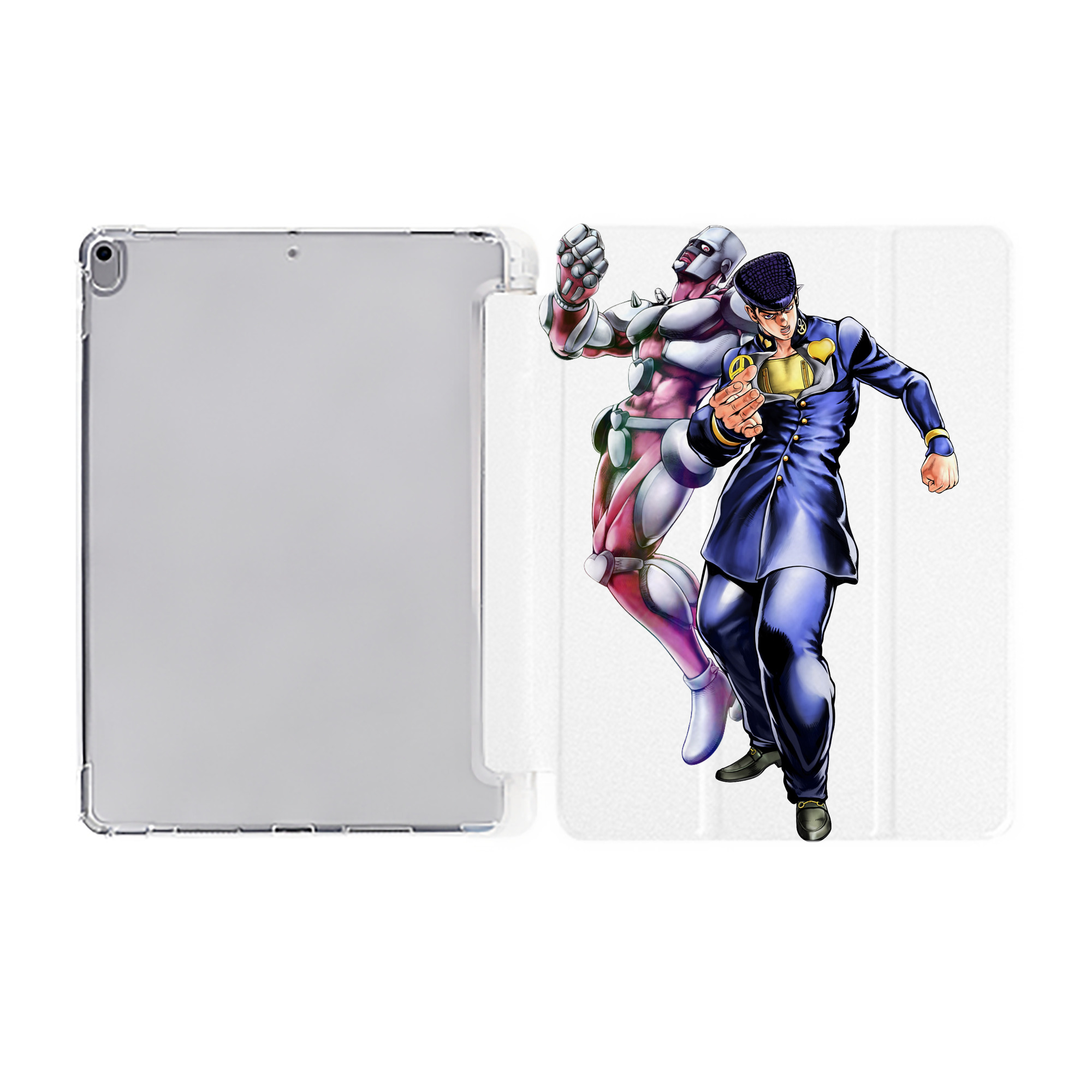 （画像用） ジョジョの奇妙な冒険 ひがしかた じょうすけ JoJo's Bizarre Adventure Higashikata Josuke IPad ケース ペン収納付き 三つ折りスタンド PUレザー×シリコン 対応機種9.5/10.5/10.9インチ